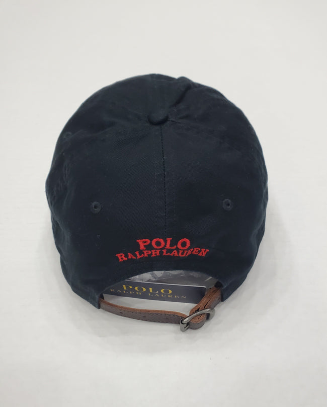 Nwt Polo Ralph Lauren Black Reindeer Teddy Bear Adjustable Leather Strap Back Hat