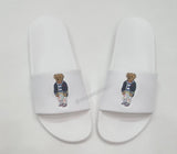 Nwt Polo Ralph Lauren White Splatter Teddy Bear Slides - Unique Style