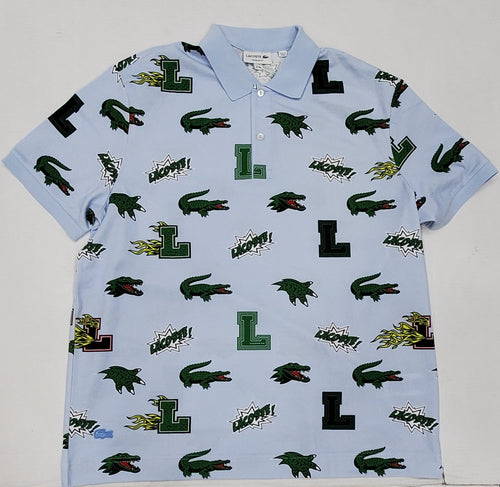 Lacoste Allover Print Baby Blue Regular Fit Polo - Unique Style