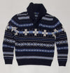 Nwt Polo Ralph Lauren Navy Snowflake Shawlneck Sweater - Unique Style