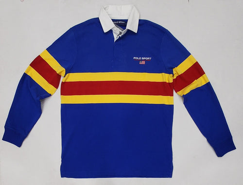 Nwt Polo Ralph Lauren Royal Blue Striped Polo Sport  Rugby - Unique Style