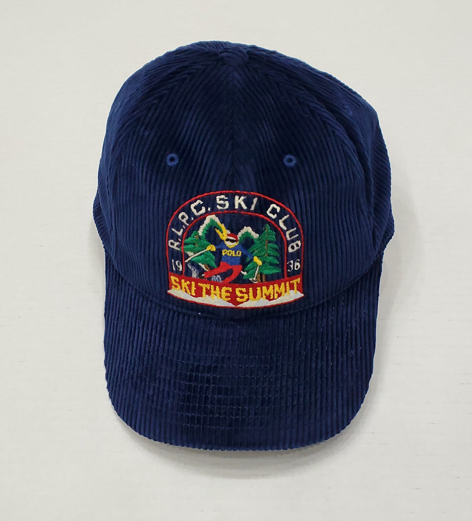 Nwt Polo Ralph Lauren Navy Corduroy R.L.P.C Ski Club Leather Strap Hat