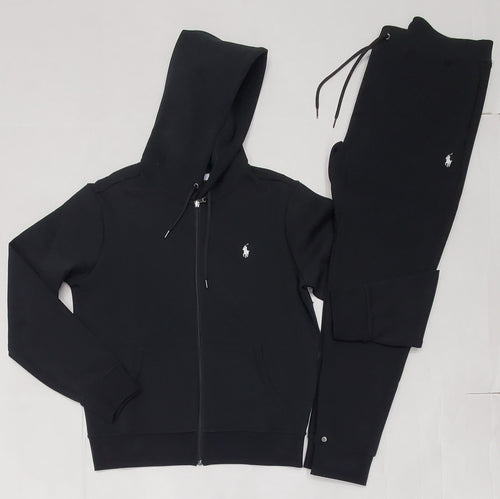 Nwt Polo Ralph Lauren Black with White Small Pony Double Knit Sweatsuit - Unique Style