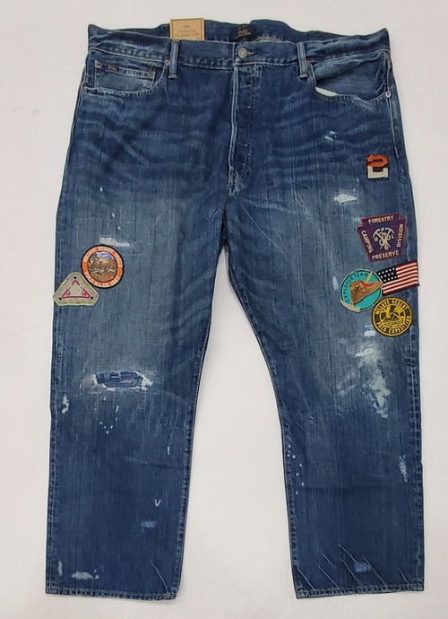 Nwt Polo Ralph Lauren Patches Distressed Classic Fit Jeans - Unique Style