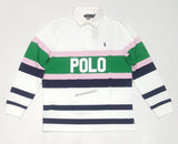 Nwt Polo Ralph Lauren White/Pink Stripe Small Pony Classic Fit Rugby - Unique Style