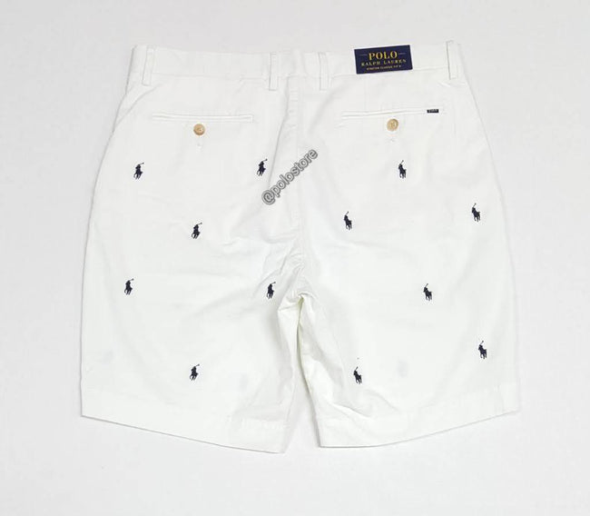 Nwt Polo Big & Tall White Allover Print Small Pony Shorts - Unique Style