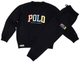 Nwt Polo Ralph Lauren Black  Color Spellout Sweatshirt with Matching Joggers - Unique Style