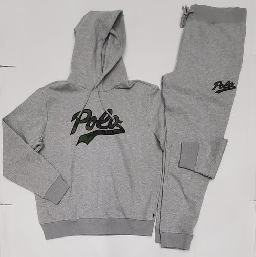 Nwt Polo Ralph Lauren Grey Script Camo Hoodie With Matching Joggers - Unique Style