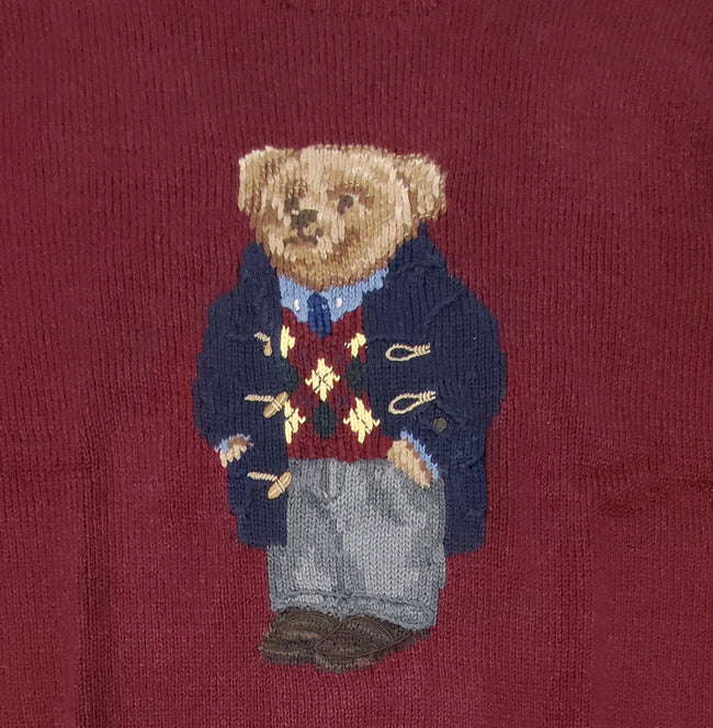 NWT Polo Ralph Lauren Burgundy Prep Teddy bear sweater - Unique Style