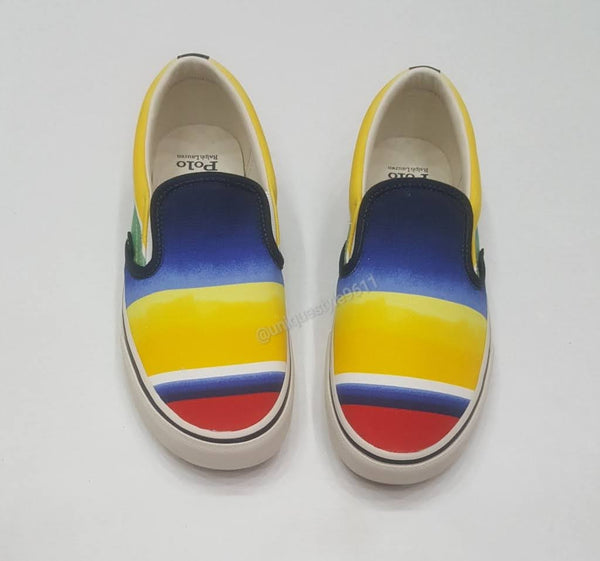 Nwt Polo Ralph Lauren Striped Slip On Sneakers - Unique Style