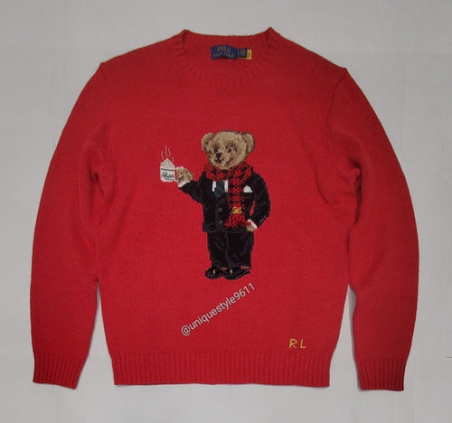 Nwt Polo Ralph Lauren Red Lunar Teddy Bear Sweater - Unique Style