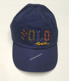 Nwt Polo Ralph Lauren Navy Color Block Spellout Adjustable Strap Back Hat - Unique Style