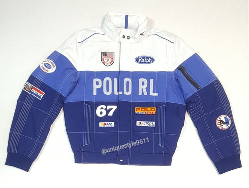 Nwt Polo Ralph Lauren Blue/White Racing Patch Windbreaker Jacket - Unique Style