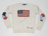 Nwt Polo Ralph Lauren Beig American Flag Patchwork RL22 Sweater - Unique Style