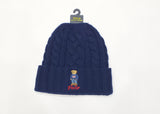 Nwt Polo Ralph Lauren Navy American Flag Teddy Bear Cable Knit Skully - Unique Style