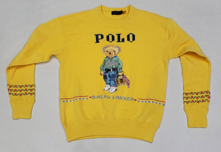 Nwt Polo Ralph Lauren Women's Yellow Polo Player Cropped Sweater