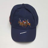Nwt Polo Ralph Lauren Navy Triple Pony #3 Leather Adjustable Strap Back - Unique Style