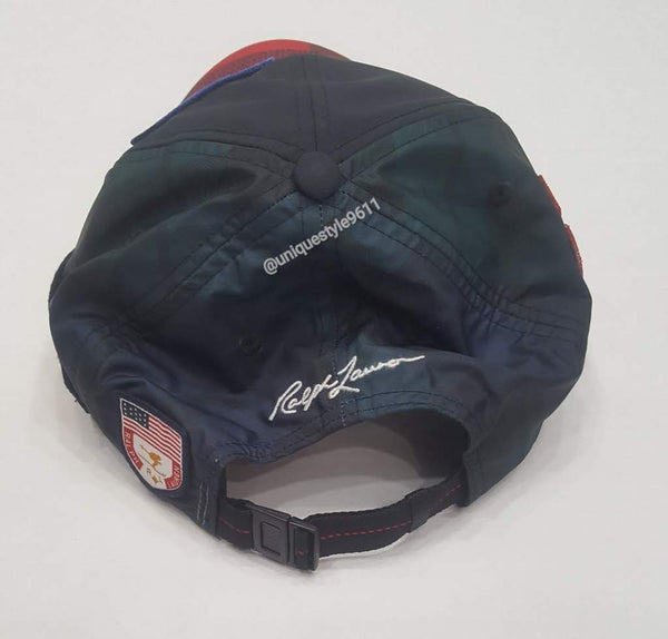 Nwt Polo Ralph Lauren Black/Plaid Racing Embroidered/Patches Adjustable Strap Back Hat - Unique Style