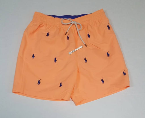 Nwt Polo Ralph Lauren Orange Allover Pony Swim Trunks - Unique Style