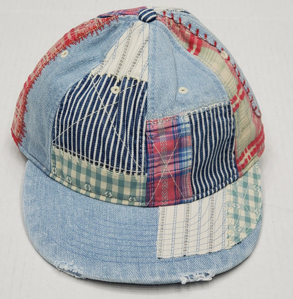 Nwt  Polo Ralph Lauren Polo Country PatchWork Denim  Hat - Unique Style