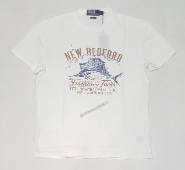 Nwt Polo Ralph Lauren White Bedford Fairhaven Tackle Classic Fit Tee - Unique Style