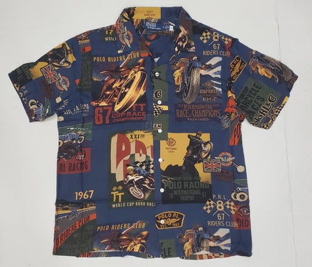 Nwt Polo Ralph Lauren Allover Poster Classic Fit S/S Button Up