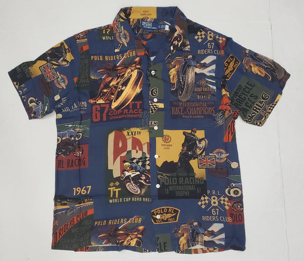 Nwt Polo Ralph Lauren Allover Racing Print Classic Fit Button Up - Unique Style