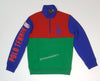 Nwt Polo Ralph Lauren Red/Green Polo Tennis Big Pony American Flag Half Zip Sweatshirt - Unique Style