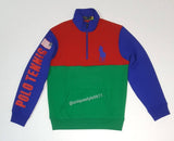 Nwt Polo Ralph Lauren Red/Green Polo Tennis Big Pony American Flag Half Zip Sweatshirt - Unique Style