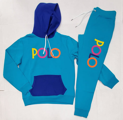 Nwt Polo Ralph Lauren Aqua Pullover Spellout Hoodie with Matching Joggers - Unique Style