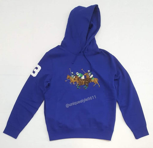 Nwt Polo Ralph Lauren Royal Blue Triple Pony Embroidered Hoodie - Unique Style