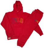 Nwt Polo Ralph Lauren Red Pullover Color Spellout Hoodie with Matching Joggers - Unique Style