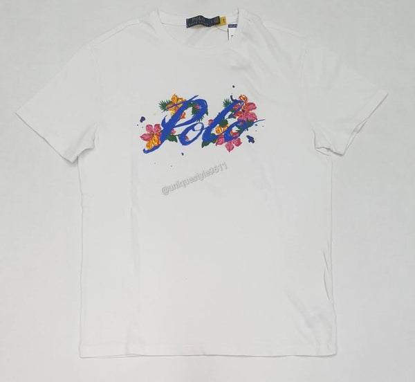 Nwt Polo Ralph Lauren White Floral Spellout Tee - Unique Style