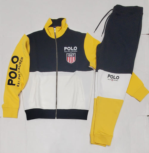 Nwt Polo Ralph Lauren White/Black/Yellow 1967 Zipdown Sweatsuit - Unique Style