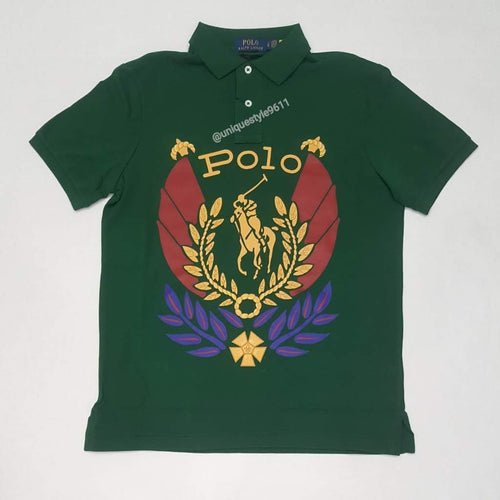 Nwt Polo Ralph Lauren Green Uni Crest Classic Fit Polo - Unique Style