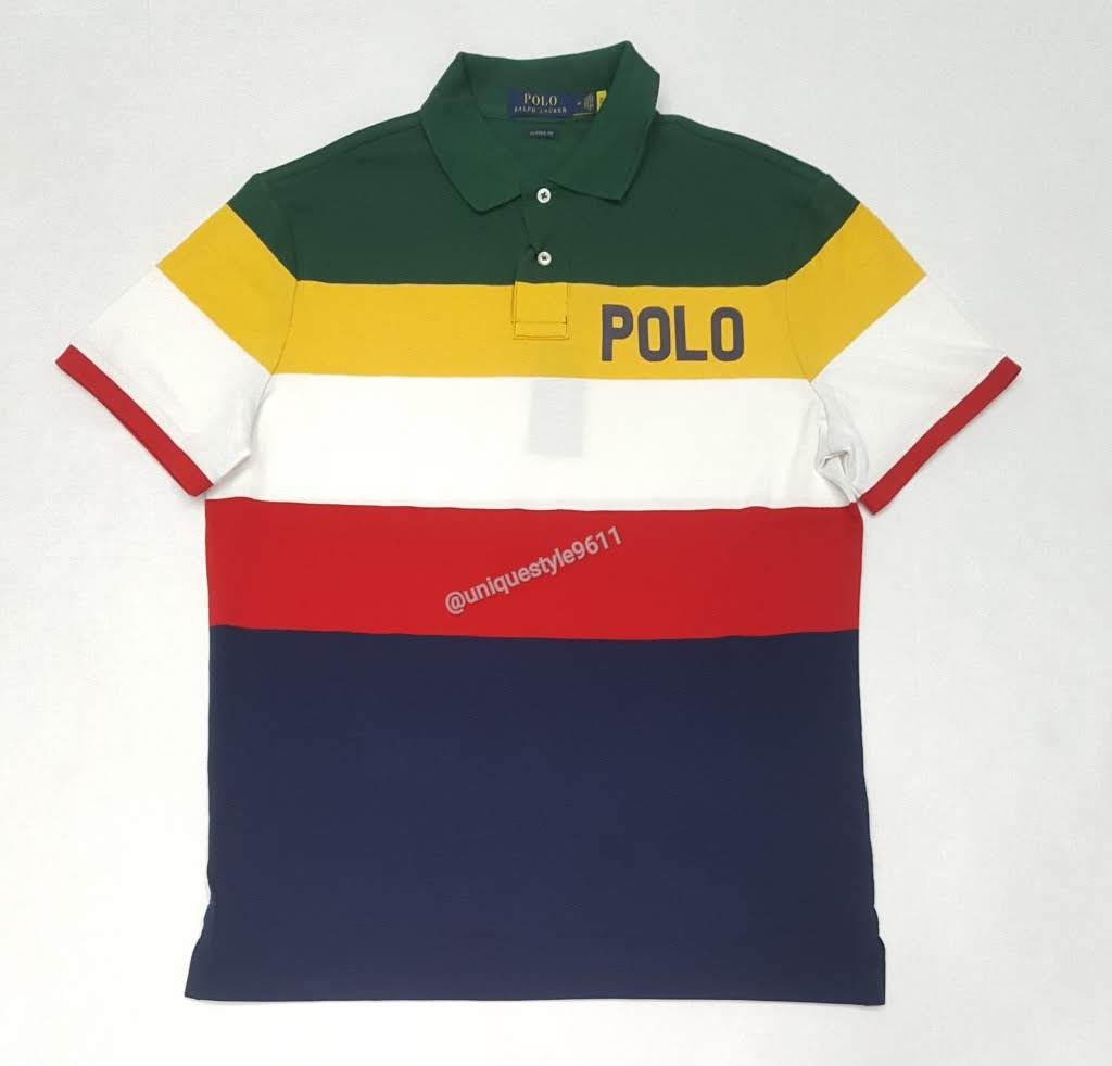 Nwt Polo Ralph Lauren Striped Spellout Classic Fit Polo