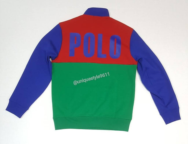 Nwt Polo Ralph Lauren Red/Green Polo Tennis Big Pony American Flag Half Zip Sweatshirt - Unique Style