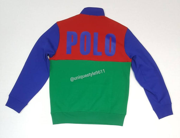Nwt Polo Ralph Lauren Red/Green Polo Tennis Big Pony American Flag Half Zip Sweatshirt - Unique Style