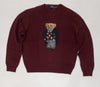 NWT Polo Ralph Lauren Burgundy Prep Teddy bear sweater - Unique Style