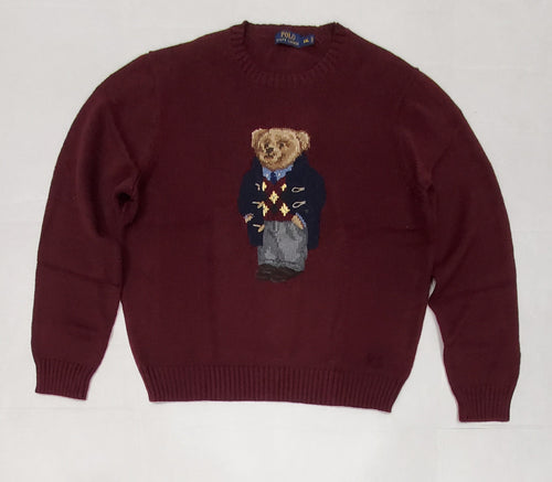 NWT Polo Ralph Lauren Burgundy Prep Teddy bear sweater - Unique Style