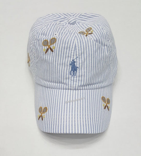 Nwt Polo Ralph Lauren Allover Tennis Print Small Pony Adjustable Hat - Unique Style