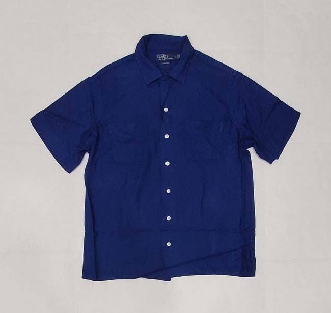 Nwt Polo Ralph Lauren Blue Marlin Classic Fit Camp Short Sleeve Button Up - Unique Style