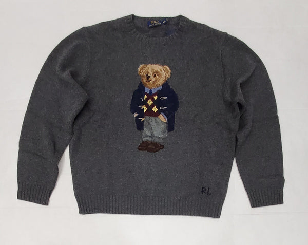 NWT POLO RALPH LAUREN GREY WOOL EXECUTIVE  TEDDY BEAR 2014 SWEATER - Unique Style