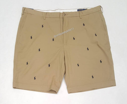 Nwt Polo Ralph Lauren Khaki Allover Print Small Pony Stretch Classic Fit Shorts - Unique Style