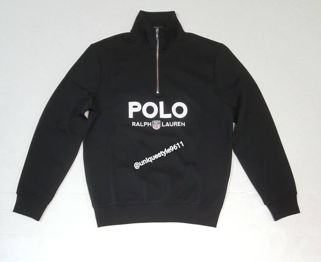 Nwt Polo Ralph Lauren Black 1967 K-Swiss Half Zip Sweatshirt with Matching Black 1967 K-Swiss  Joggers - Unique Style