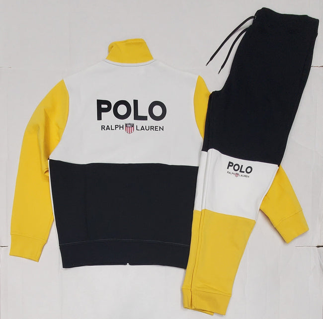 Nwt Polo Ralph Lauren White/Black/Yellow 1967 Zipdown Sweatsuit - Unique Style