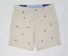 Nwt Polo Ralph Lauren Khaki Allover Sailing Embroidered Stretch Straight Fit Shorts - Unique Style