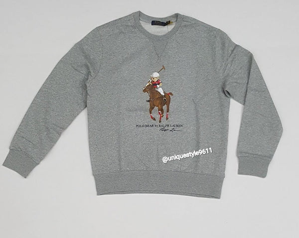 Nwt Polo Ralph Lauren Grey Big Pony Teddy Bear Sweatshirt - Unique Style