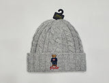 Nwt Polo Ralph Lauren Grey American Flag Teddy Bear Cable Knit Skully - Unique Style