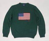 Nwt Polo Ralph Lauren Green American Flag Cotton Sweater - Unique Style